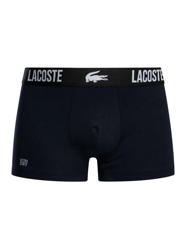Lacoste 3 Pack Cotton Stretch Trunks - Blue/Grey