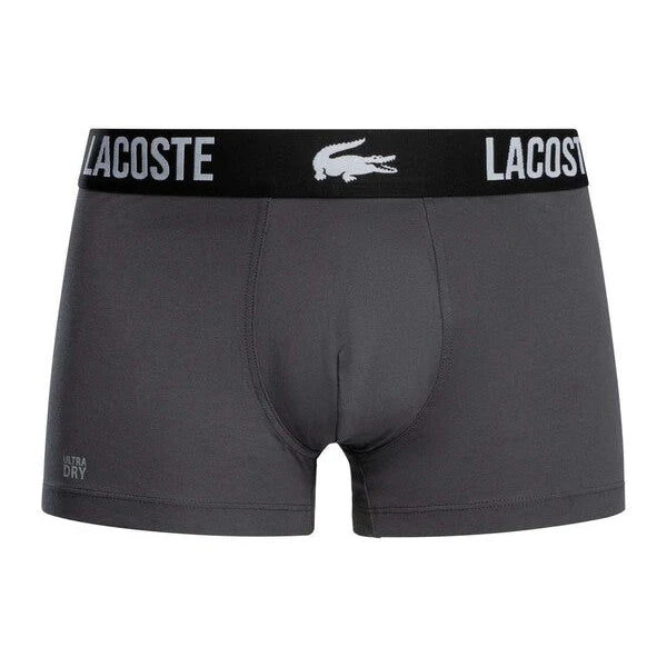 Lacoste 3 Pack Cotton Stretch Trunks - Blue/Grey