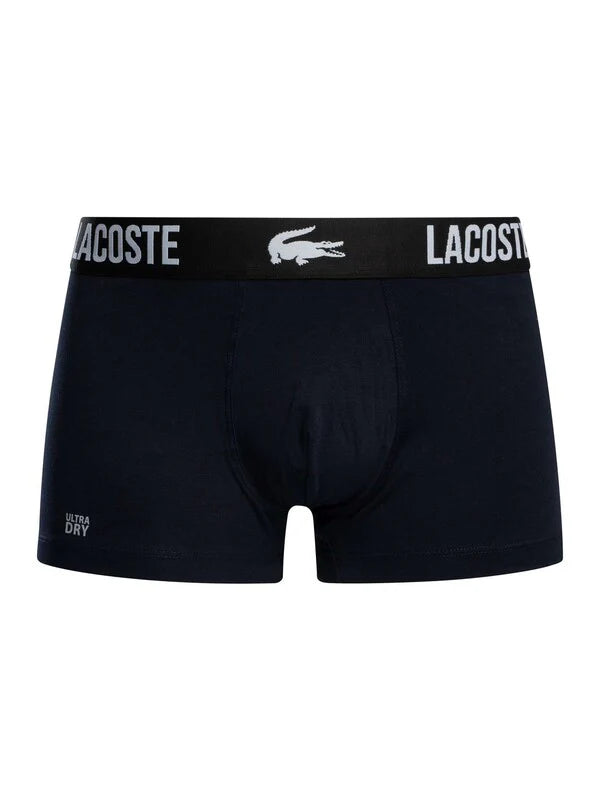Lacoste 3 Pack Cotton Stretch Trunks - Blue/Grey
