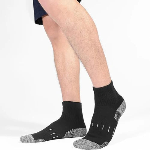 Men's Quarter Ankle Socks Anti-blister 6 Pairs - Black