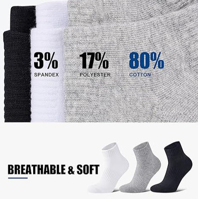 Men's Ankle Socks Anti-Blister 6 Pairs - White