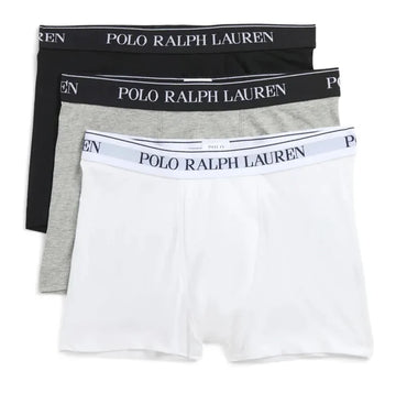 Polo Ralph Lauren Classic Boxer Trunks 3-Pack - White/ Grey Heather/Black