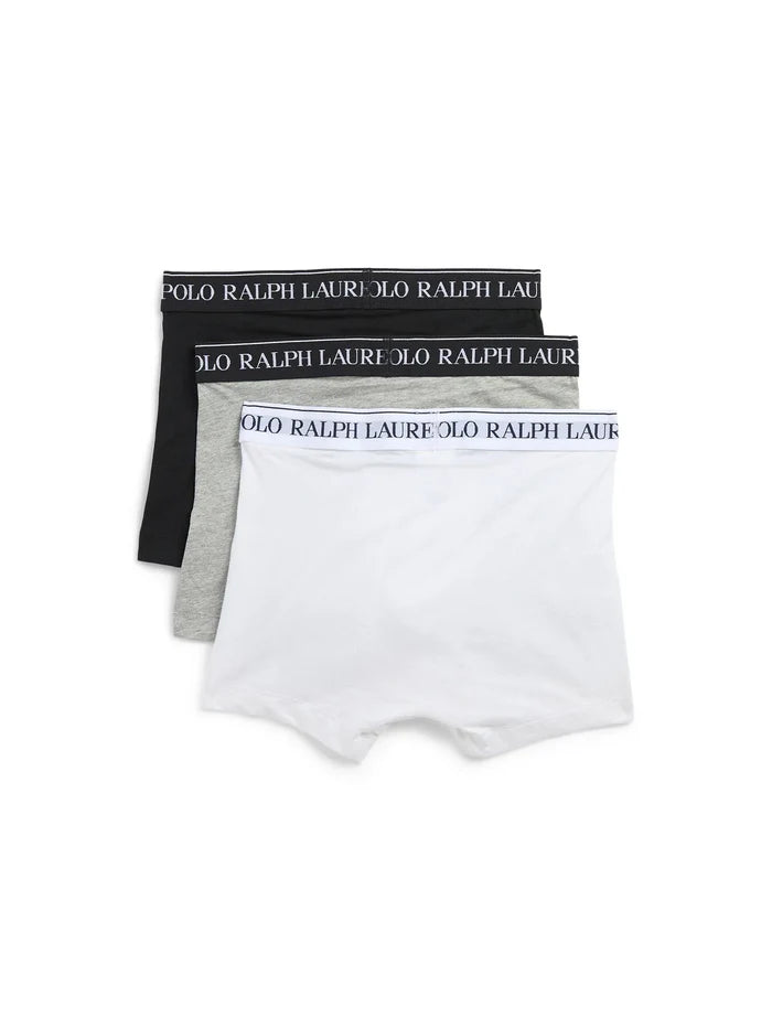 Polo Ralph Lauren Classic Boxer Trunks 3-Pack - White/ Grey Heather/Black