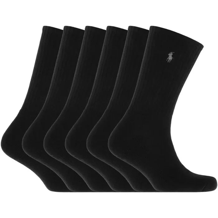 Ralph Lauren 6 Pack Crew Socks Black