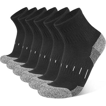 Men's Quarter Ankle Socks Anti-blister 6 Pairs - Black