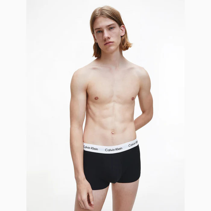 Calvin Klein White Band Low Rise Trunks Underwear 3 Pack - Black/White/Grey