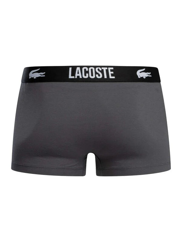 Lacoste 3 Pack Cotton Stretch Trunks - Blue/Grey