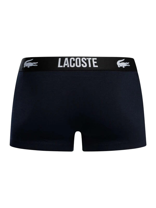 Lacoste 3 Pack Cotton Stretch Trunks - Blue/Grey