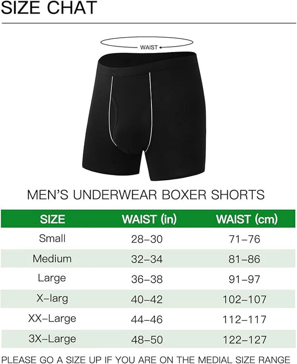 Men's Bamboo Boxer Shorts Long Leg Black - 6 Pairs