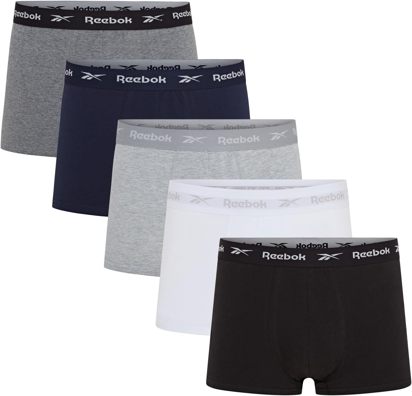 Reebok Boyes Boxers for Men | Pack of 5 Mens Sports Trunks, Breathable & Stretchable Cotton Underwear for Men | Multipack Boxer Shorts