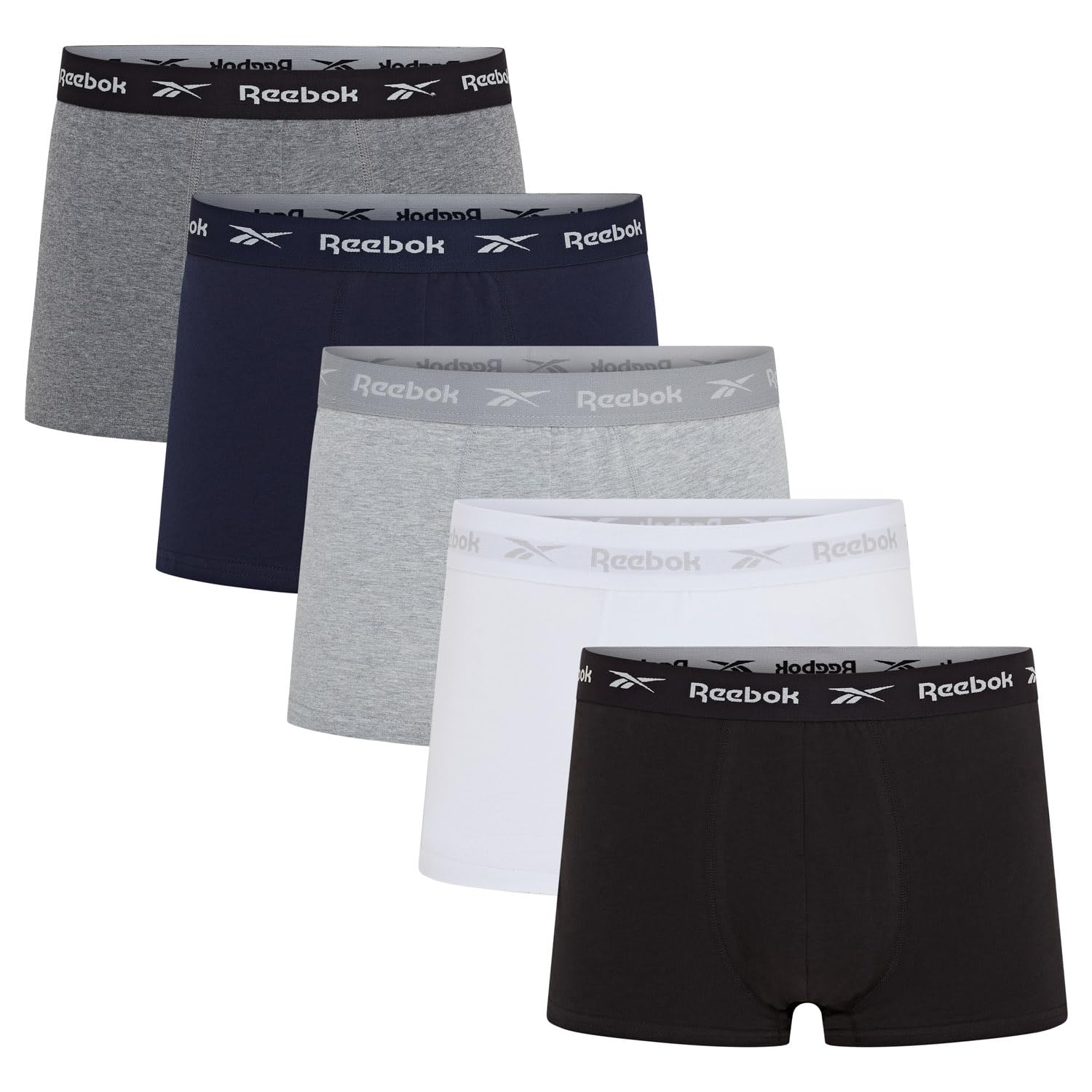 Reebok Boyes Boxers for Men | Pack of 5 Mens Sports Trunks, Breathable & Stretchable Cotton Underwear for Men | Multipack Boxer Shorts