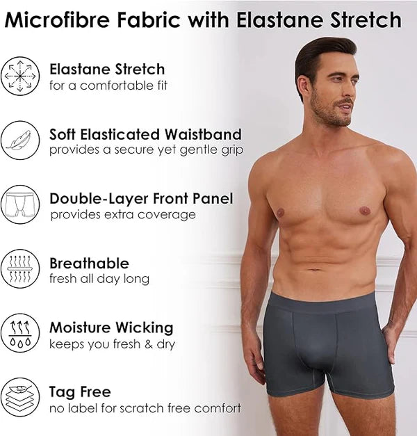 Men’s Microfibre Boxer Shorts - 3 Pairs