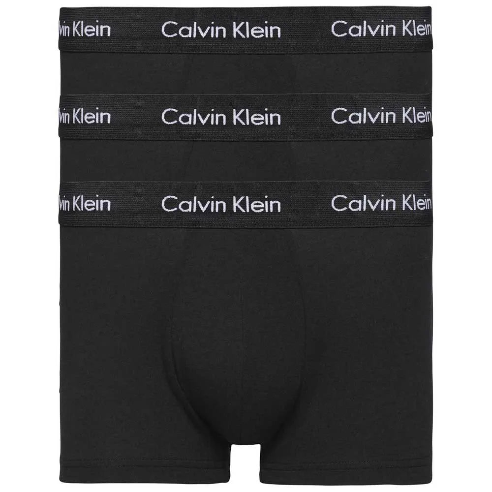 Calvin Klein White Band Low Rise Trunks Underwear 3 Pack - Black/Black