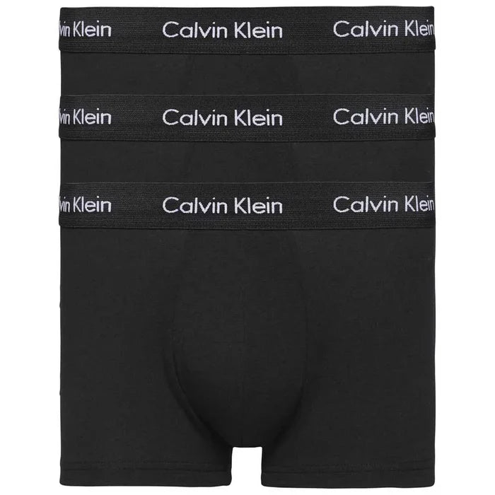 Calvin Klein White Band Low Rise Trunks Underwear 3 Pack - Black/Black