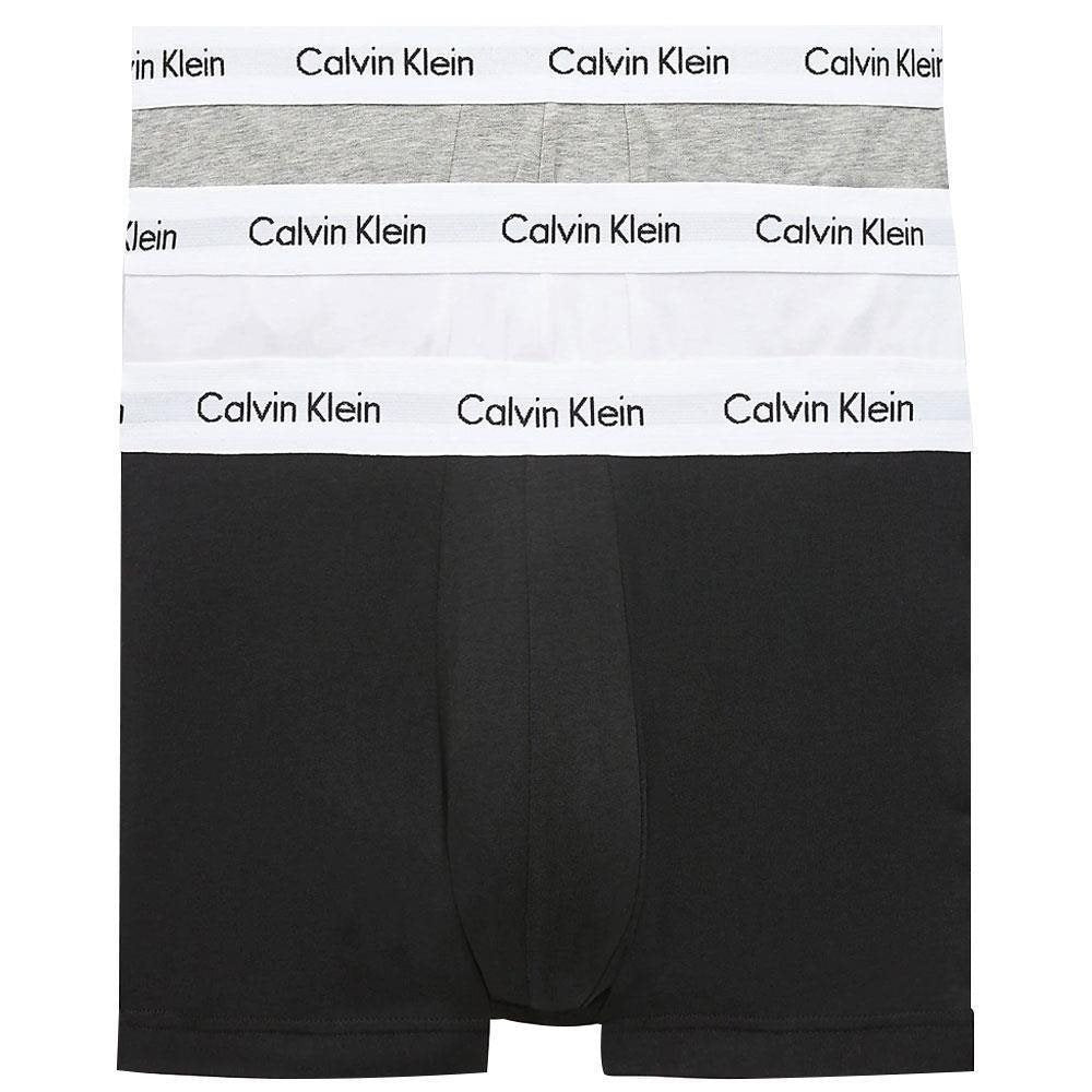 Calvin Klein White Band Low Rise Trunks Underwear 3 Pack - Black/White/Grey