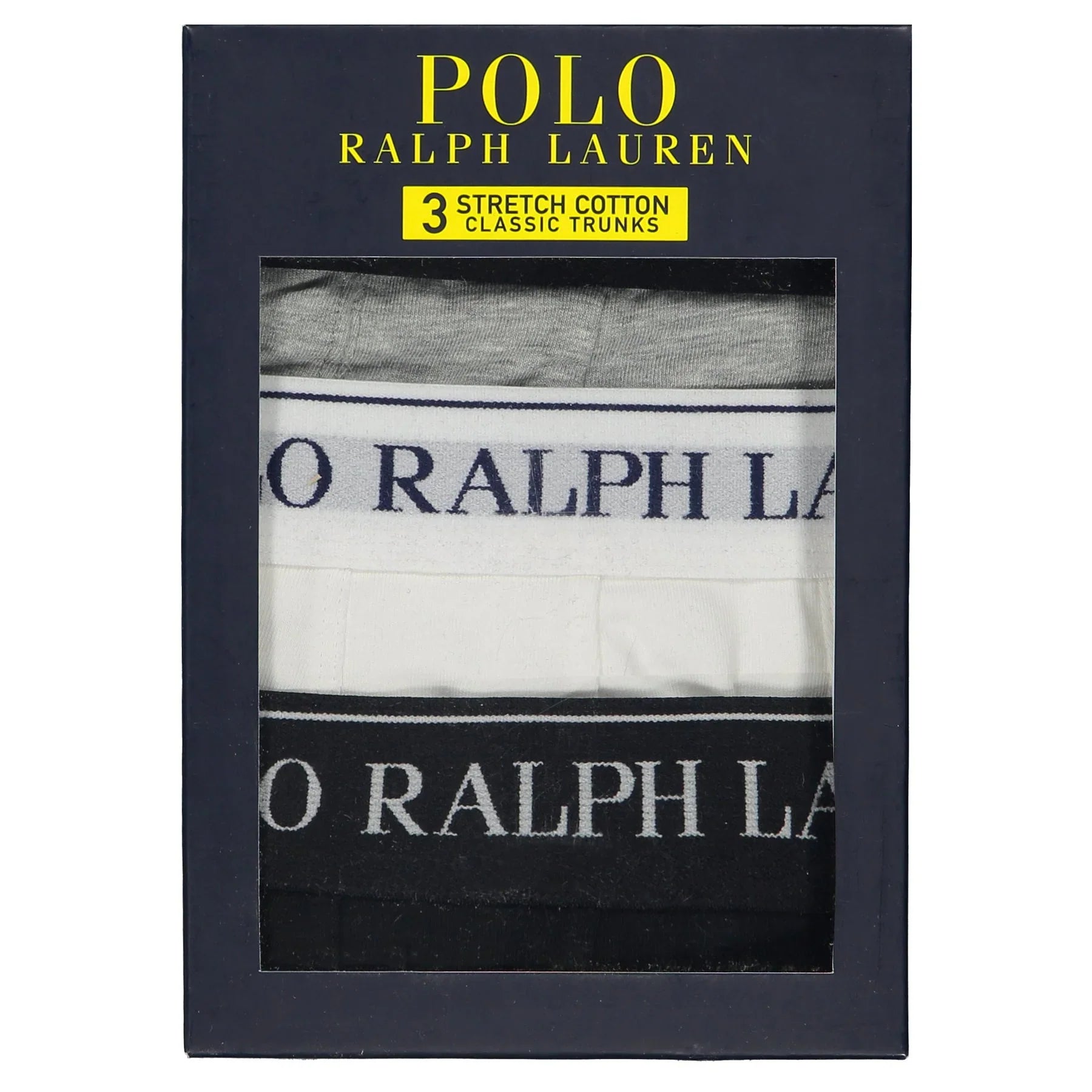 Polo Ralph Lauren Classic Boxer Trunks 3-Pack - White/ Grey Heather/Black