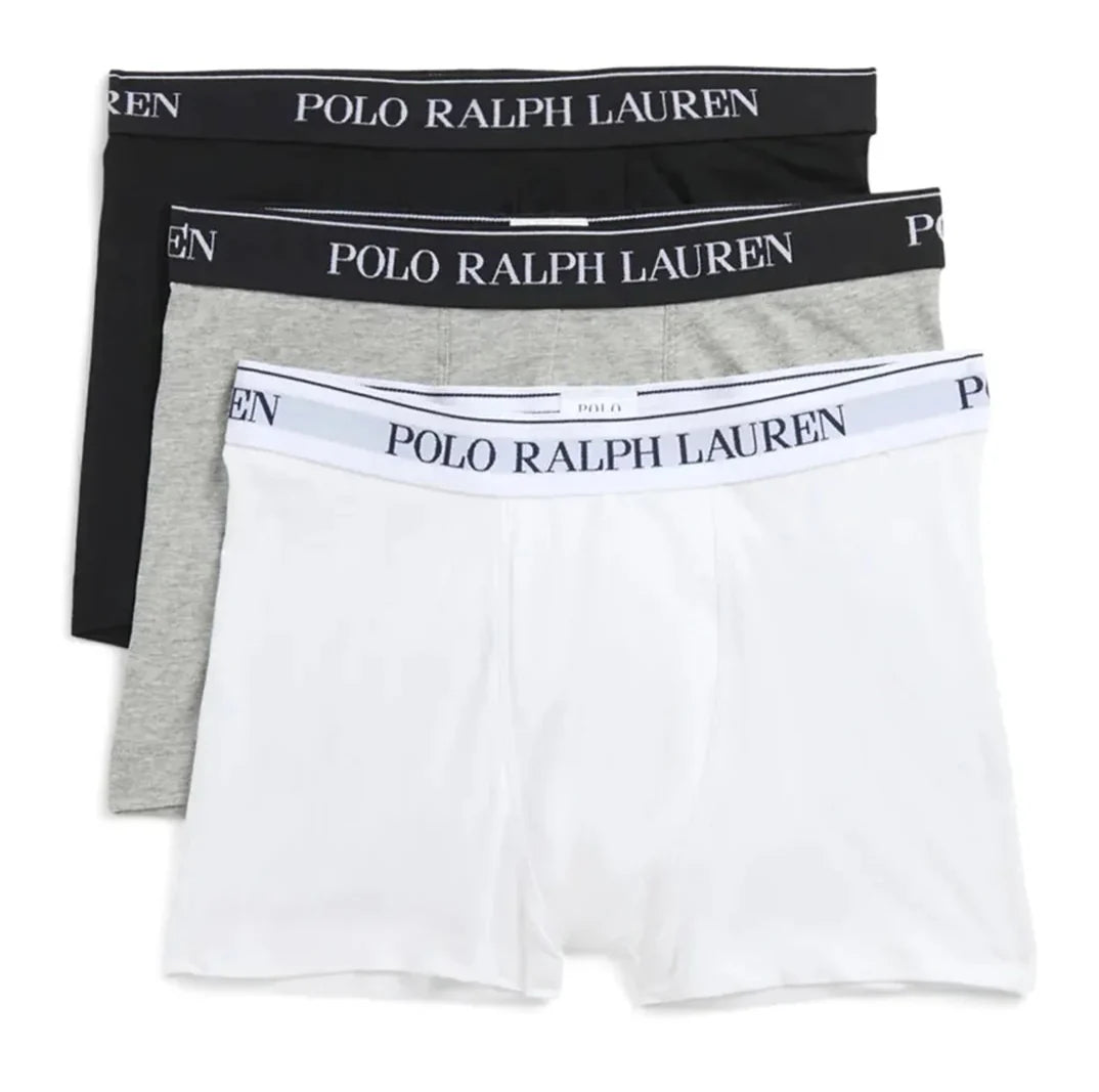 Polo Ralph Lauren Classic Boxer Trunks 3-Pack - White/ Grey Heather/Black